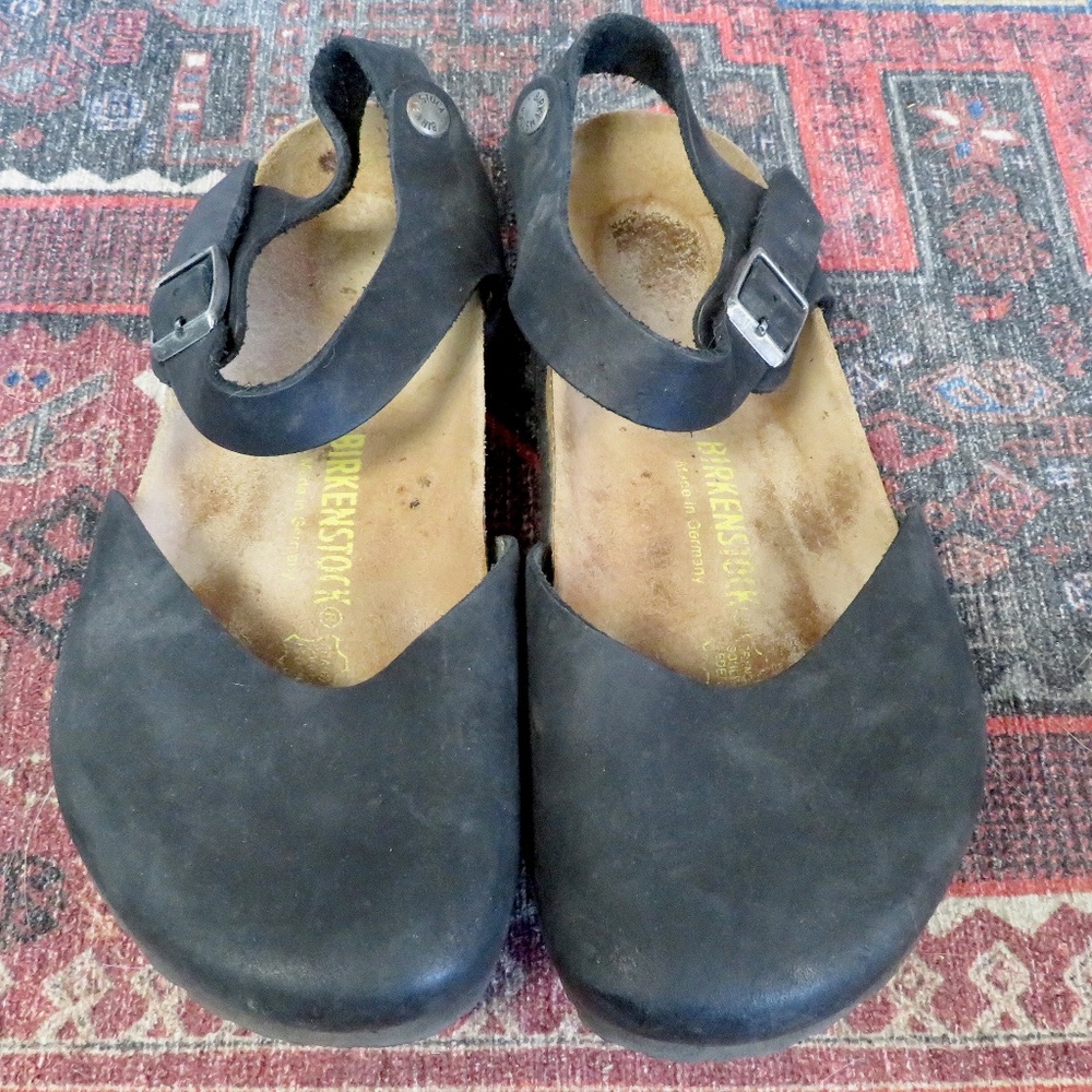 Birkenstock Messina Mary Jane Sandals Shoes Clogs Black Leather 40